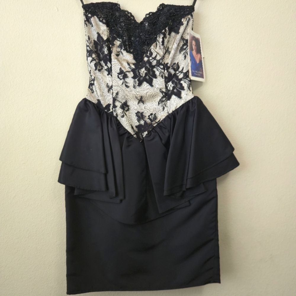 GUNNE SAX 80s Vintage NWT Jessica McClintock Dress Corset Lace Bodice Large‎ Bow